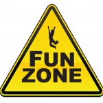yellow triangular sign - fun zone