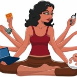 woman multitasking